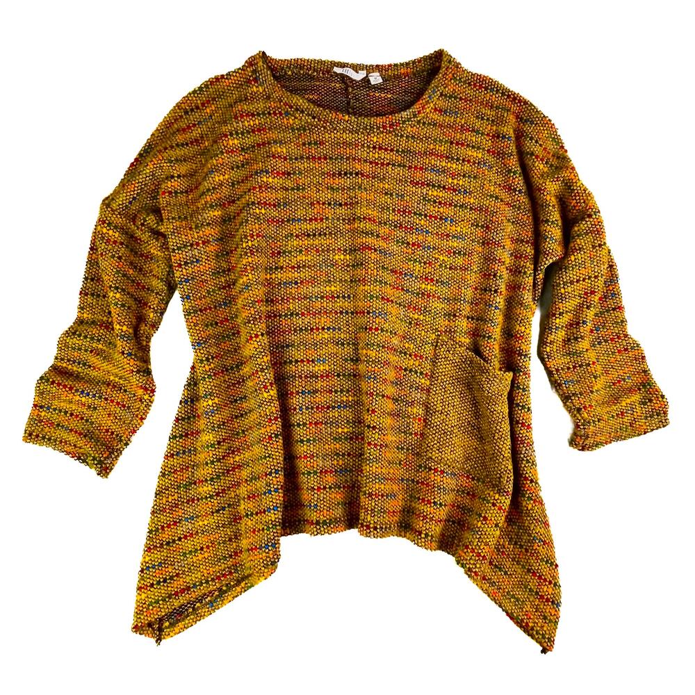 Kaktus Lagenlook Italian Knit Sweater M Asymmetrical Hem Boho Art To Wear
